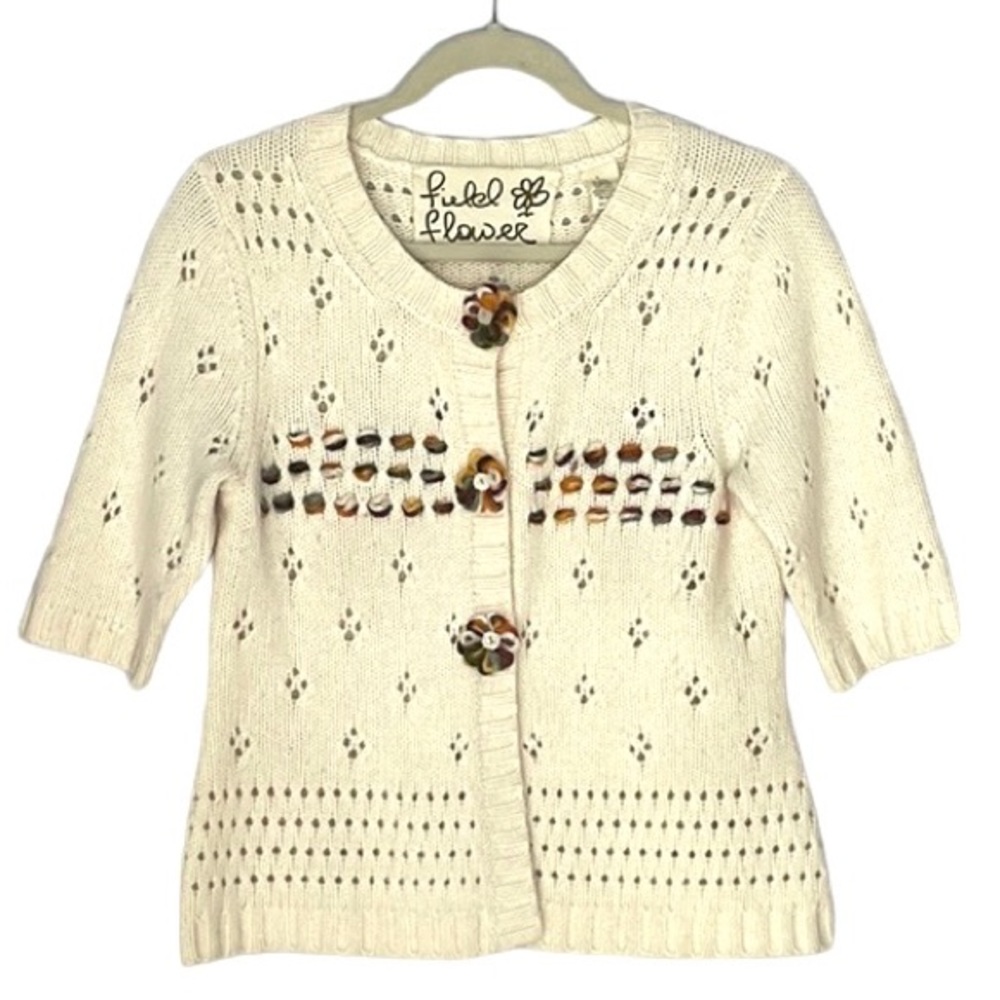 Anthropologie Cream Button-Up Cardigan